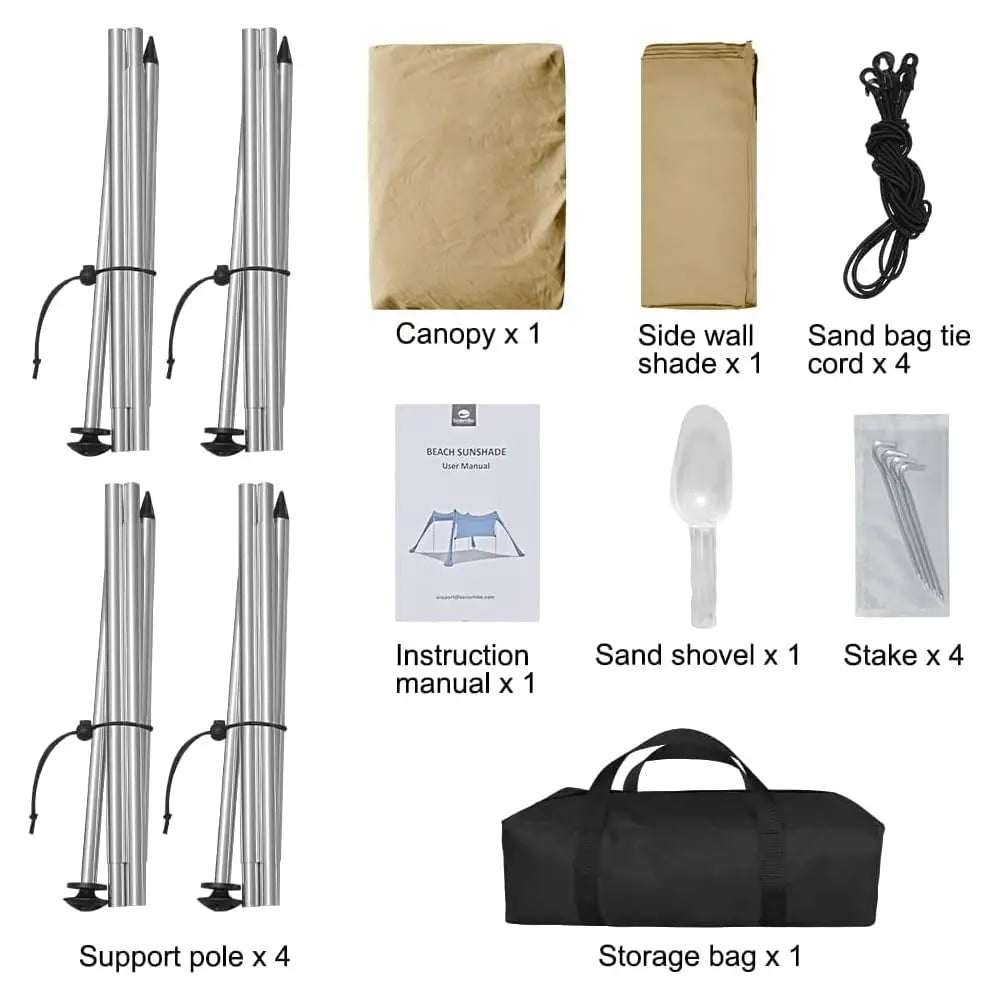 Beach Canopy Tent Shade With Sidewalls 10X10Ft, 6.6Ft Tall, Upf50+ Sun Shelter, Windproof & Water Resistant, Ludes Guylines