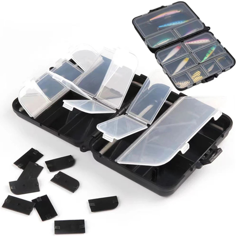 Portable Plastic Fishing Tackle Box- 2 Layers-12 Individual Spaces Container