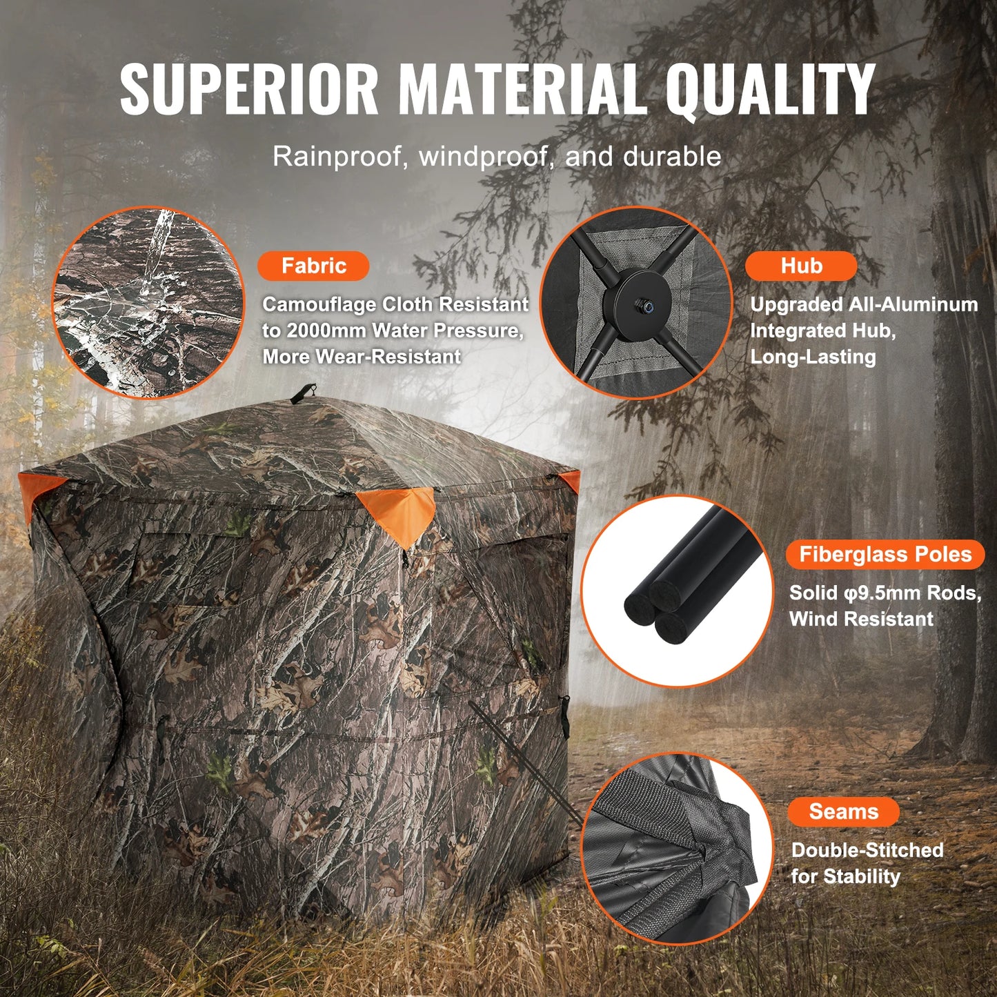 270° See Through 2-3 Person Pop Up Deer Blind for Hunting with Carrying Bag