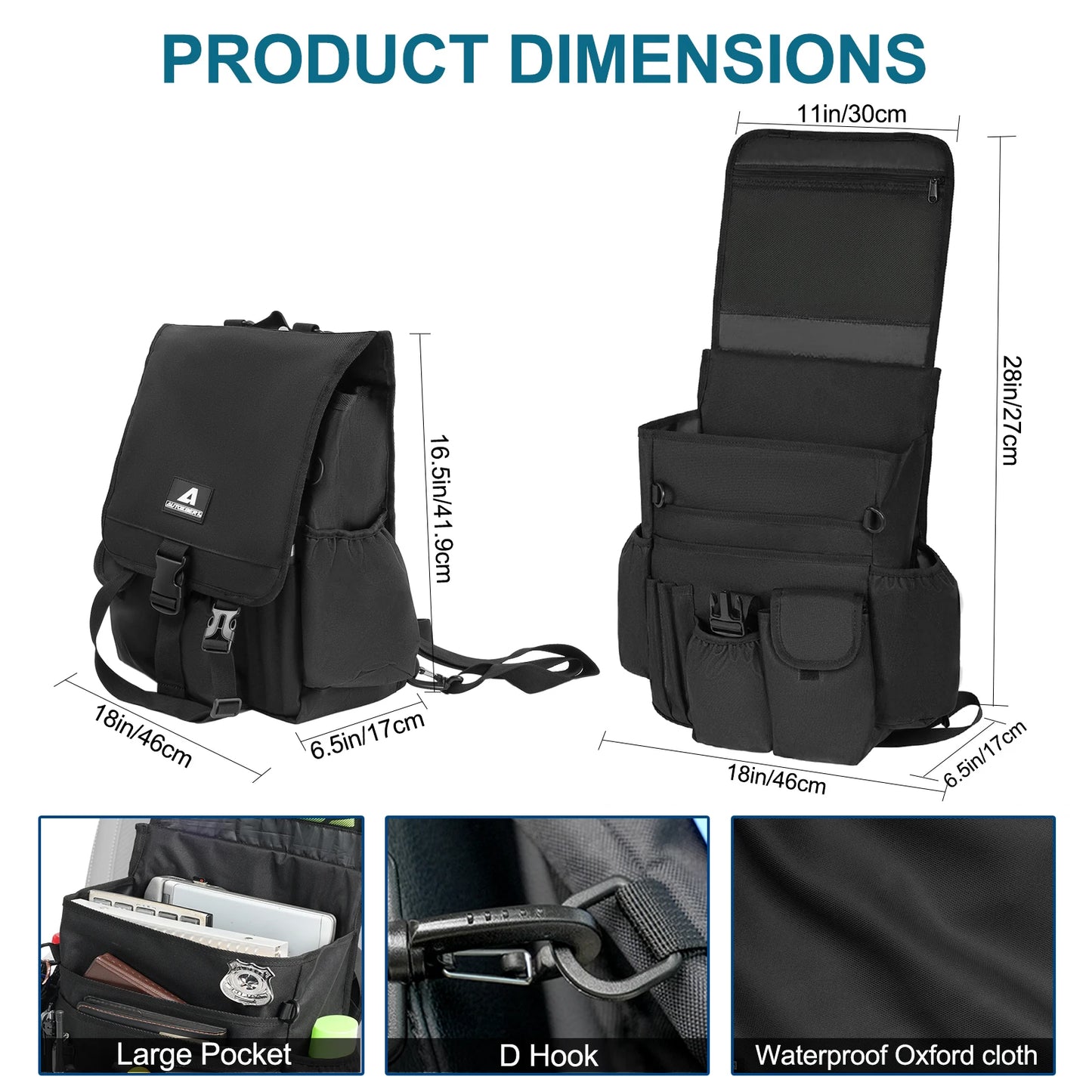 Car Front Seat Patrol Bag Organizer Police Gear Duty Storage Tactical Molle Back