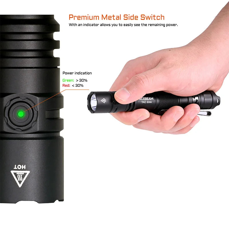 2AA LED flashlight 1600 lumen portable EDC flashlight
USB-C rechargeable battery