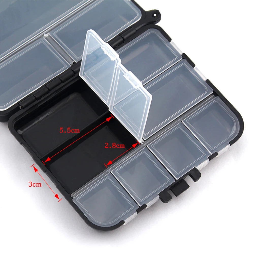Portable Plastic Fishing Tackle Box- 2 Layers-12 Individual Spaces Container