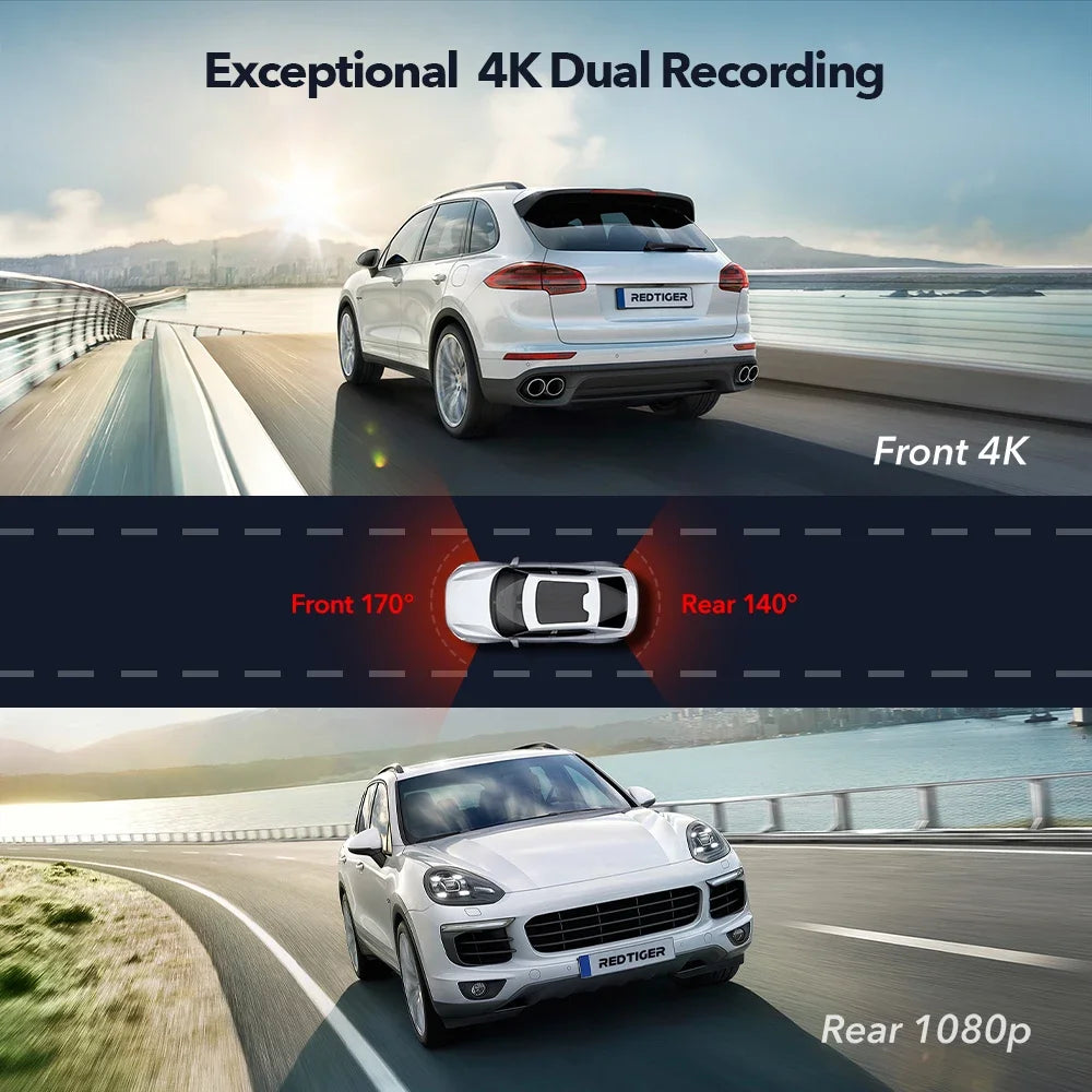 Dash Cam 4K Front and Rear WiFi GPS Car Camera