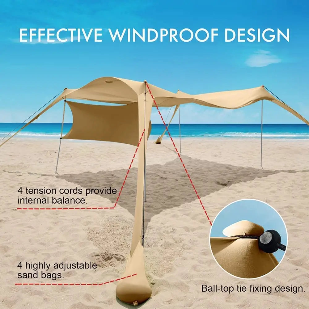 Beach Canopy Tent Shade With Sidewalls 10X10Ft, 6.6Ft Tall, Upf50+ Sun Shelter, Windproof & Water Resistant, Ludes Guylines