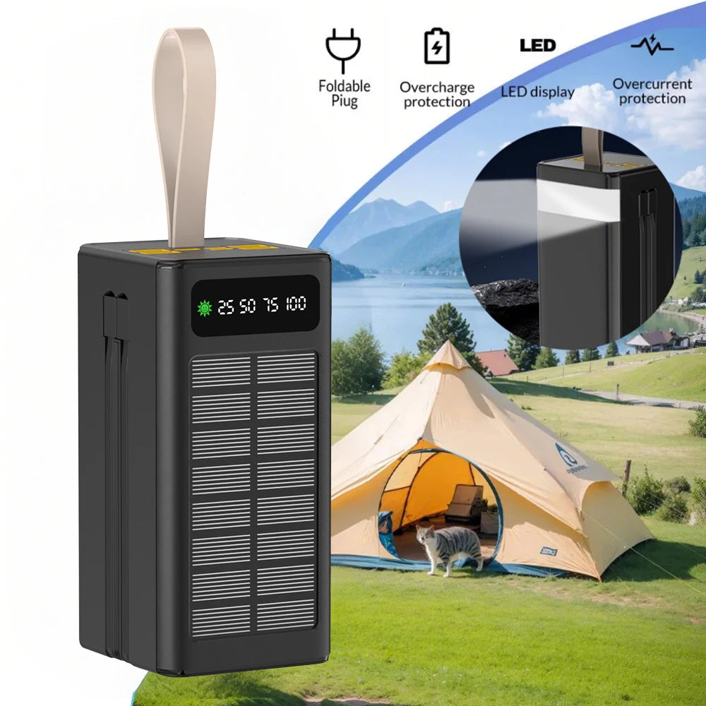 60000mAh large-capacity hanging solar charger, with LED power indicator, 7 input/output ports.