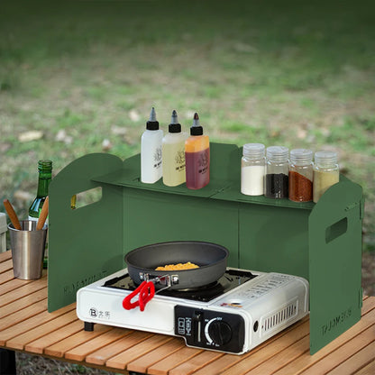 Foldable Camping Gas Stove Windshield with Storage Layer
