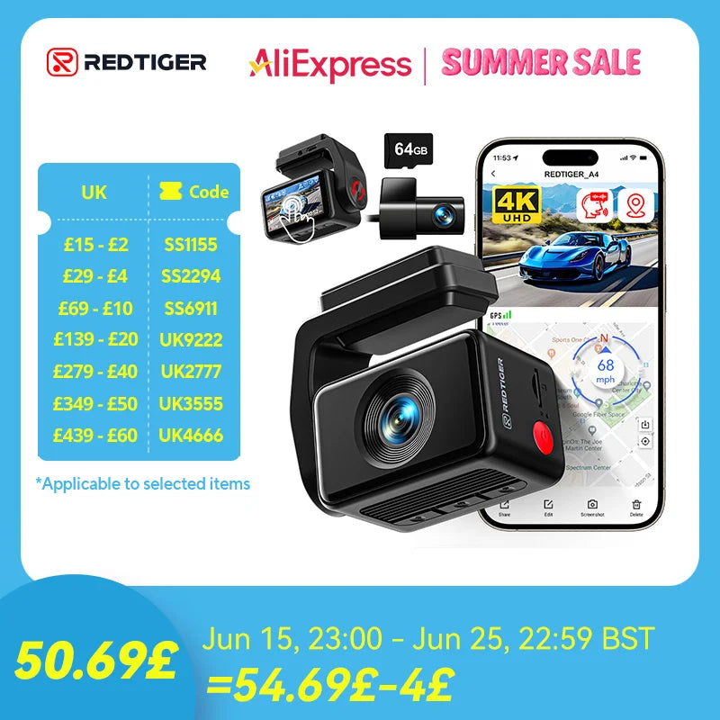 Dash Camera Front and Rear 4k Dash Cam  Drive Recorder 24H Parking Mode