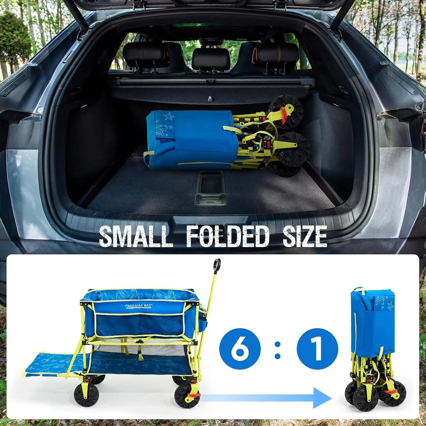 400L Collapsible Double Decker Beach Wagon with Brakes
