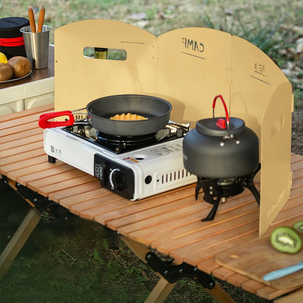 Foldable Camping Gas Stove Windshield with Storage Layer