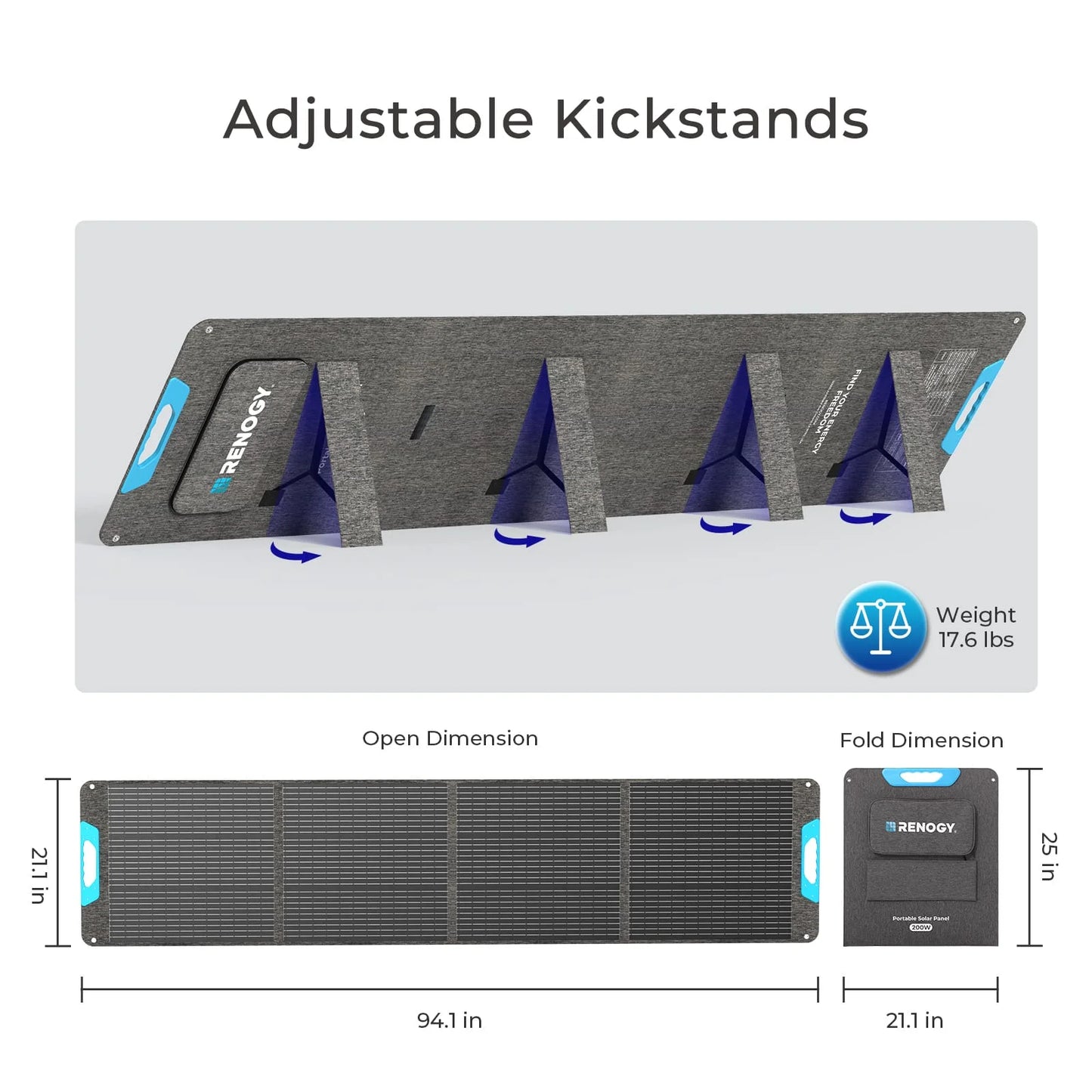 200W Portable Solar Panel, IP65 Waterproof Foldable Solar Panel Power Backup