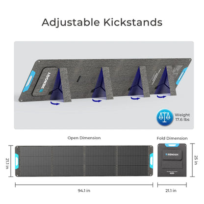 200W Portable Solar Panel, IP65 Waterproof Foldable Solar Panel Power Backup