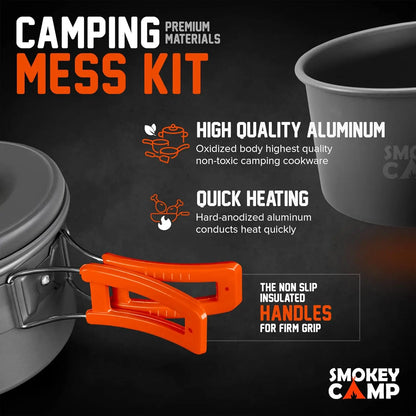 Camping Cookware Mess Kit Set with Stove