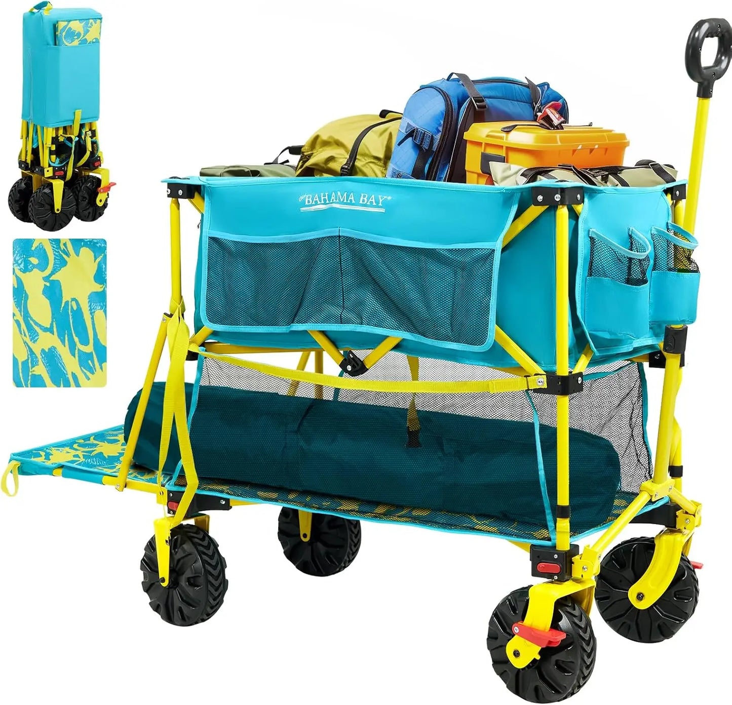400L Collapsible Double Decker Beach Wagon with Brakes