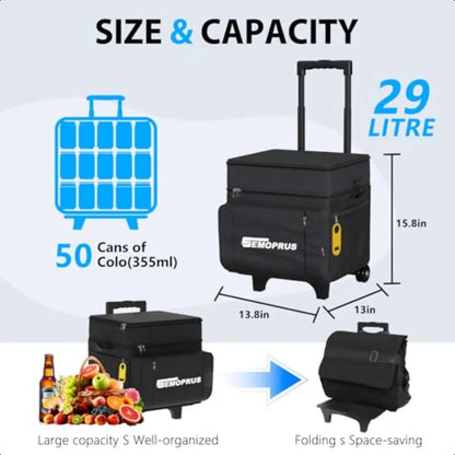 50 Can, Collapsible, Insulated, Waterproof cooler with Wheels and Handle