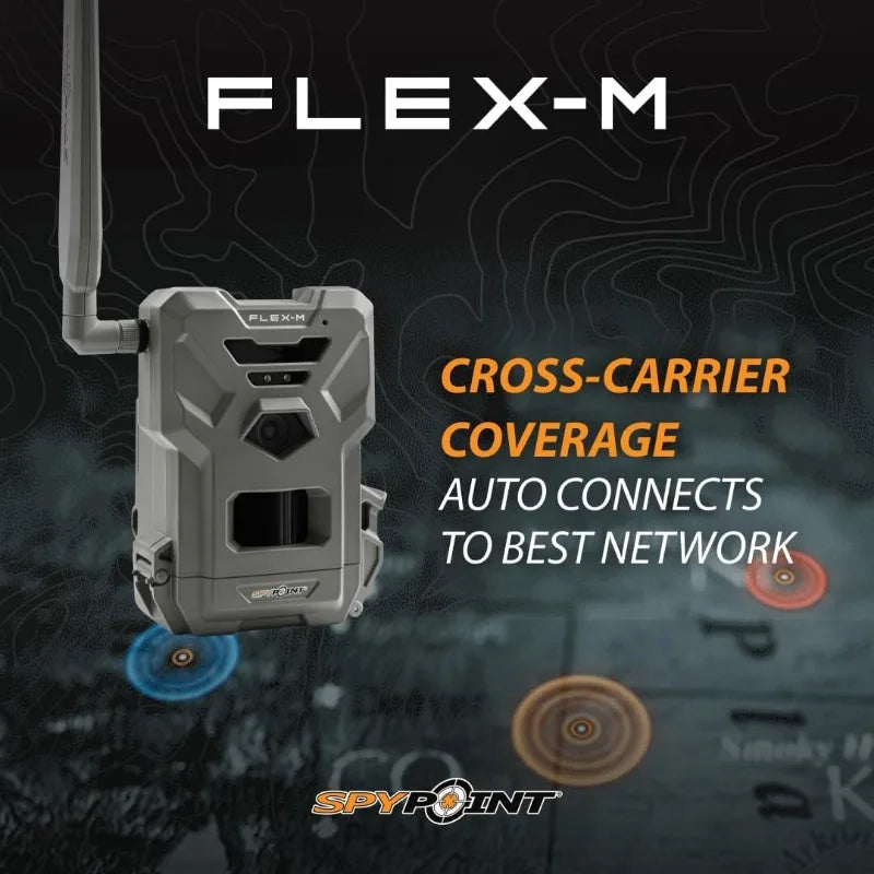SPYPOINT Flex-M Twin Pack Cellular Trail Cameras - Best Hunting Accessories, No WiFi Needed, GPS, Night Vision