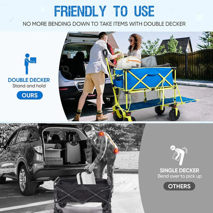 400L Collapsible Double Decker Beach Wagon with Brakes