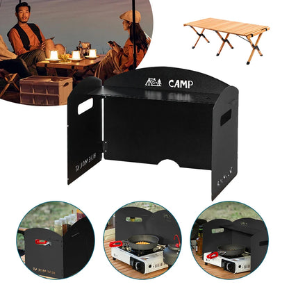 Foldable Camping Gas Stove Windshield with Storage Layer