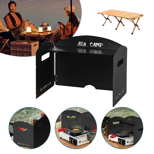 Foldable Camping Gas Stove Windshield with Storage Layer