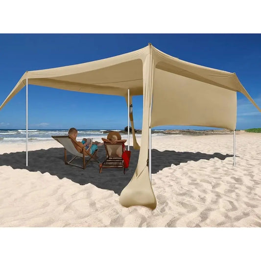 Beach Canopy Tent Shade With Sidewalls 10X10Ft, 6.6Ft Tall, Upf50+ Sun Shelter, Windproof & Water Resistant, Ludes Guylines