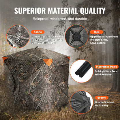 270° See Through 2-3 Person Pop Up Deer Blind for Hunting with Carrying Bag