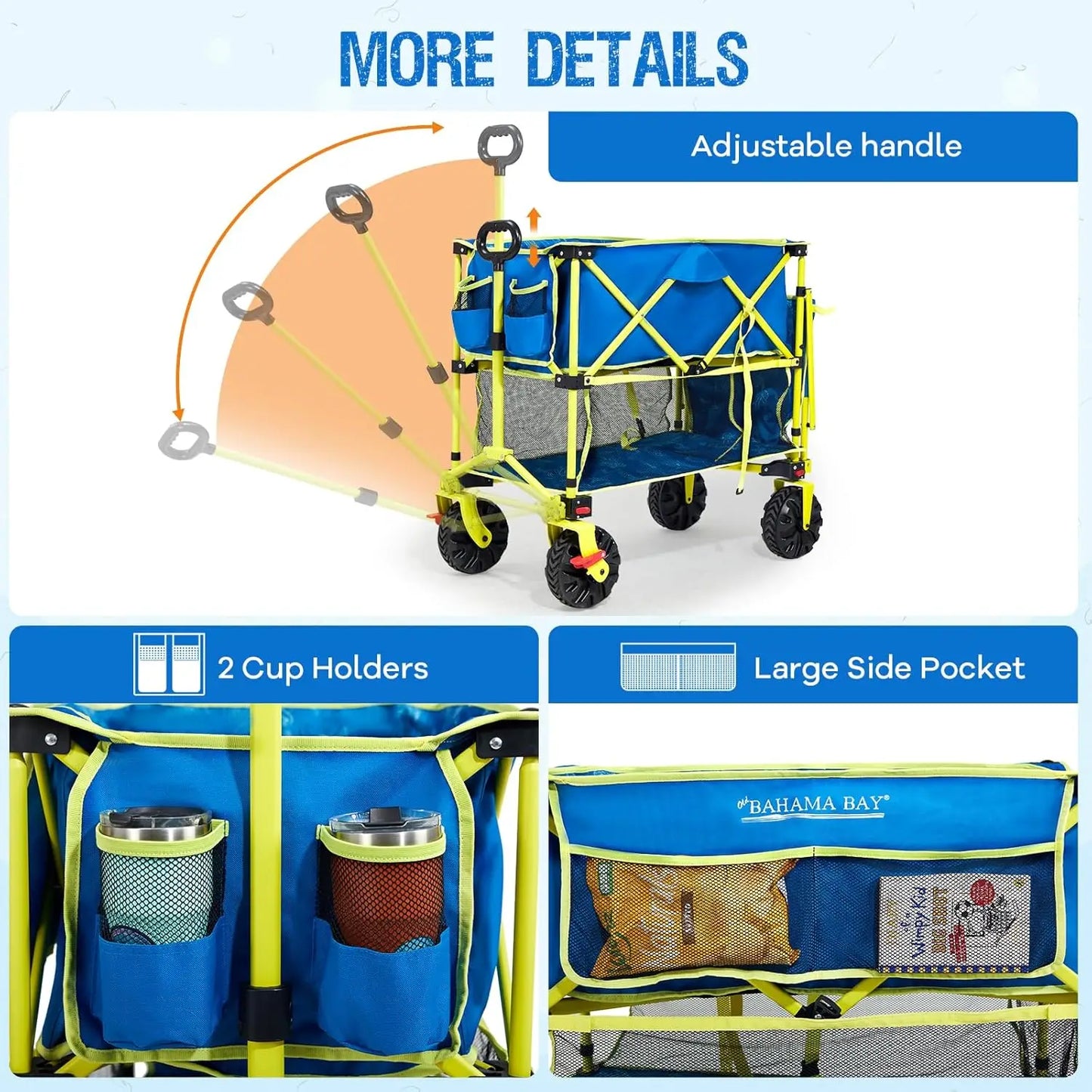 400L Collapsible Double Decker Beach Wagon with Brakes