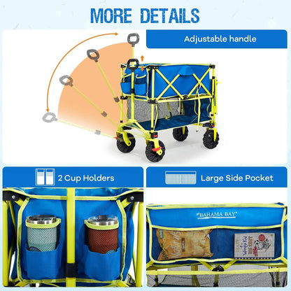 400L Collapsible Double Decker Beach Wagon with Brakes