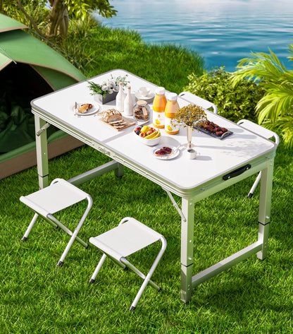 Outdoor table, portable folding table/chairs with handle