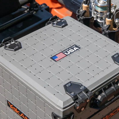 13" x 13" Fishing Crate with 3 Rod Holders - Battleship Grey
