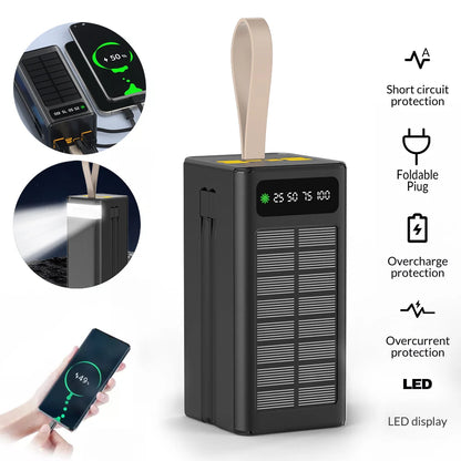 60000mAh large-capacity hanging solar charger, with LED power indicator, 7 input/output ports.