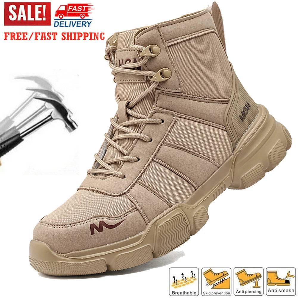 Safety Shoes Steel Toe Boots for Men Slip Resistant Hiking Boots