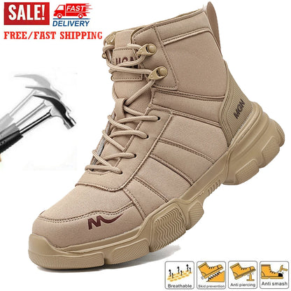 Safety Shoes Steel Toe Boots for Men Slip Resistant Hiking Boots