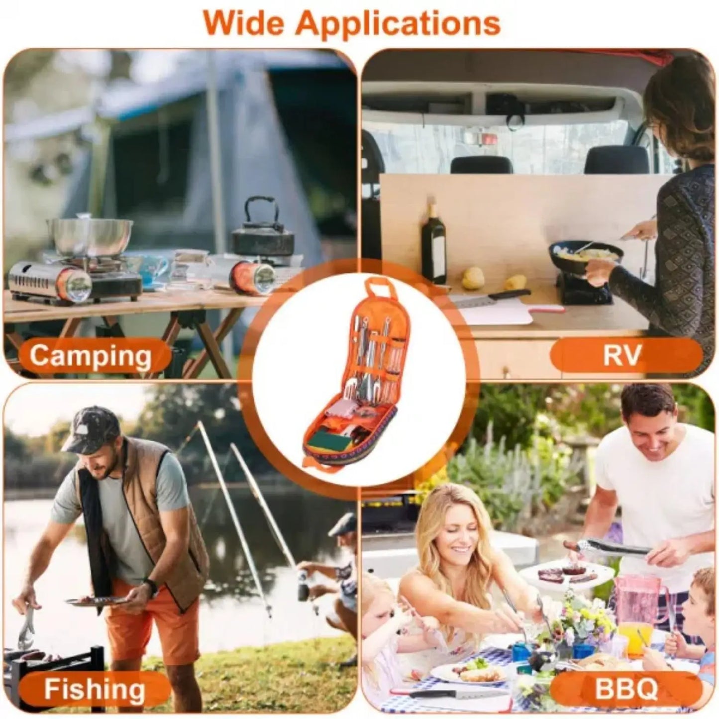 19pcs camping cooking kit  with storage bag