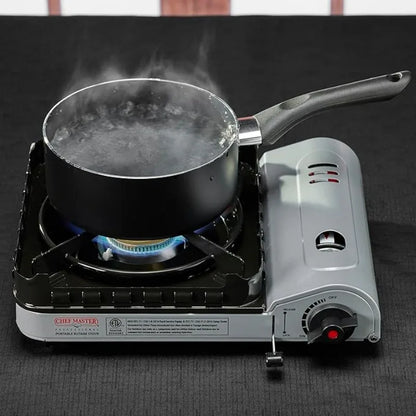 Portable Butane Camping Stove COMBO with 4 x 8oz. Butane Fuel Canister, 15,000 BTU Double Wind-Guard Portable Stove Burner