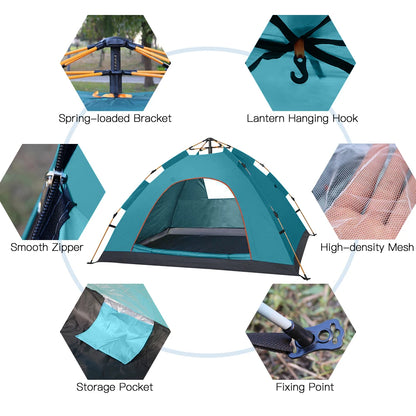 Instant Folding Fully Automatic Tent for Family. Water-resistant.