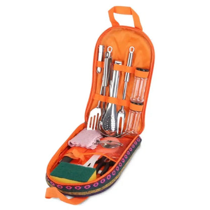 19pcs camping cooking kit  with storage bag