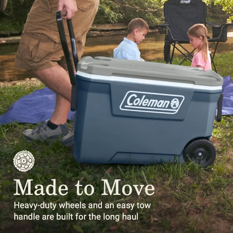 Coleman 316 Series 62QT  Portable Ice Chest Rolling Cooler with Wheels,Keeps Ice up to 5 Day
