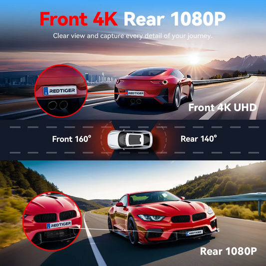Dash Camera Front and Rear 4k Dash Cam  Drive Recorder 24H Parking Mode