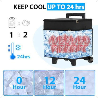 50 Can, Collapsible, Insulated, Waterproof cooler with Wheels and Handle