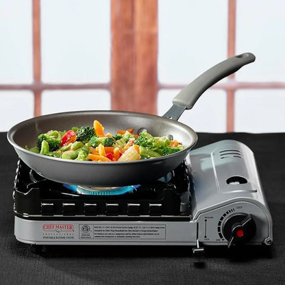 Portable Butane Camping Stove COMBO with 4 x 8oz. Butane Fuel Canister, 15,000 BTU Double Wind-Guard Portable Stove Burner