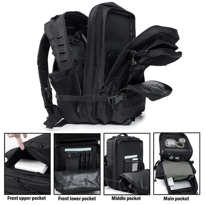 45L Men's and Women's Tactical Camping/Hiking Backpack with Double Cup Holder