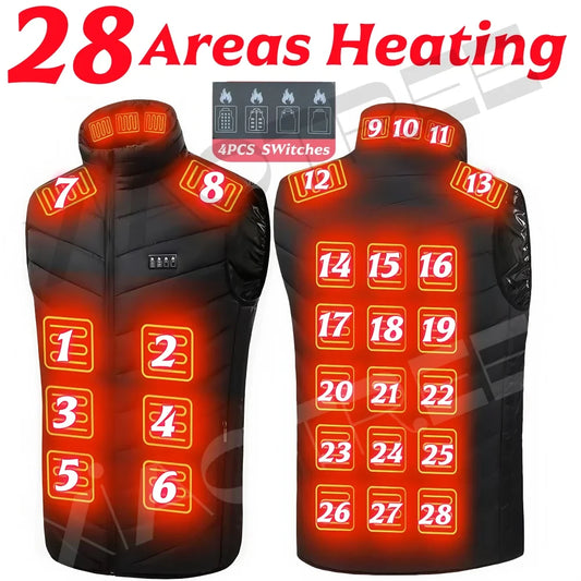 28/9 Areas Heated Vest Men/Womens Heated Camping Jacket