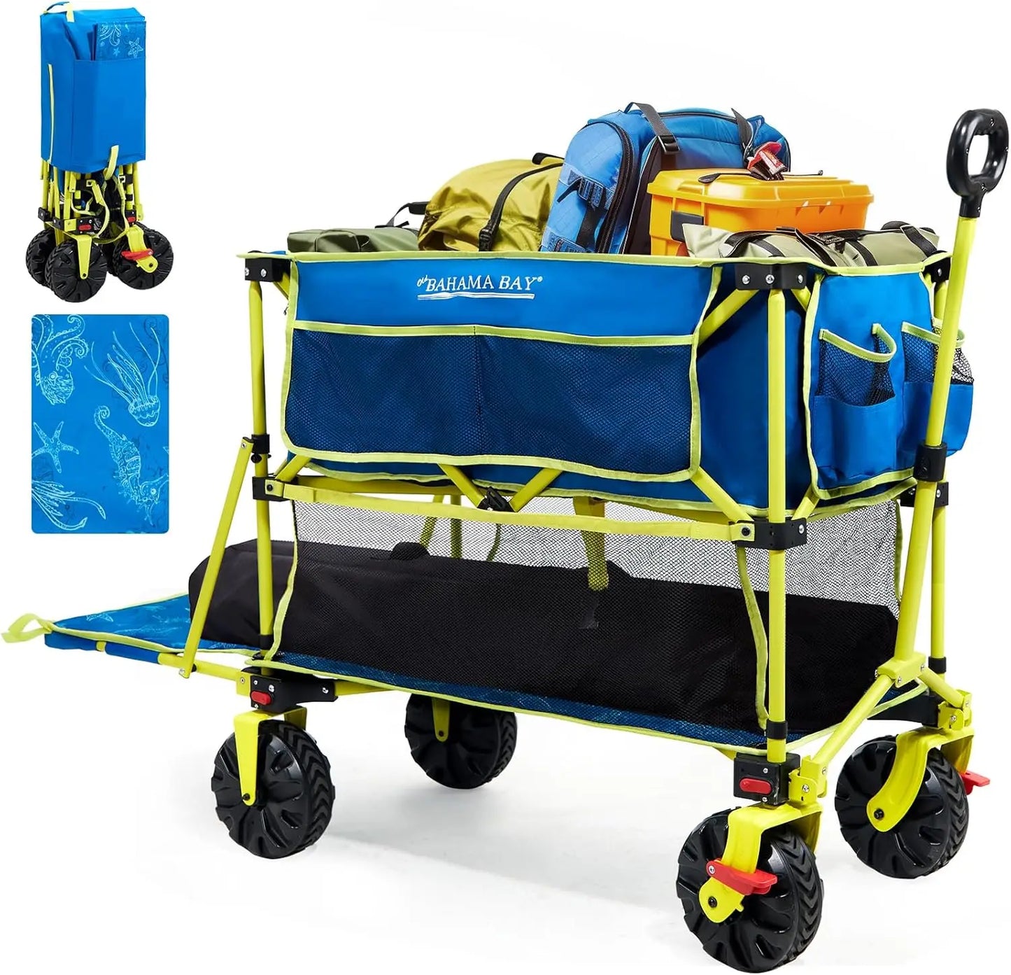 400L Collapsible Double Decker Beach Wagon with Brakes