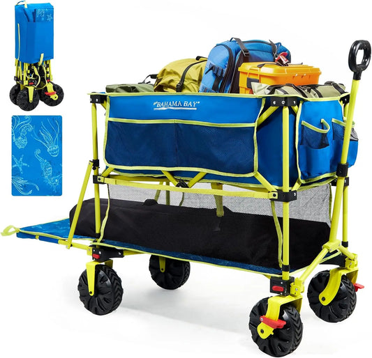 400L Collapsible Double Decker Beach Wagon with Brakes