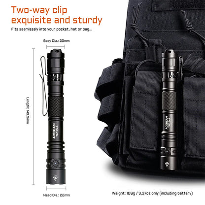2AA LED flashlight 1600 lumen portable EDC flashlight 
USB-C rechargeable battery